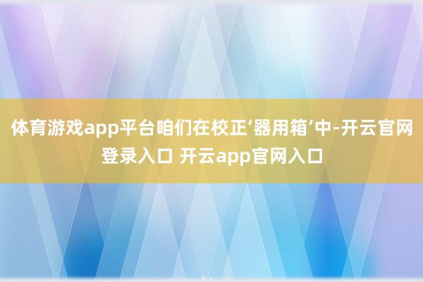 体育游戏app平台咱们在校正‘器用箱’中-开云官网登录入口 开云app官网入口